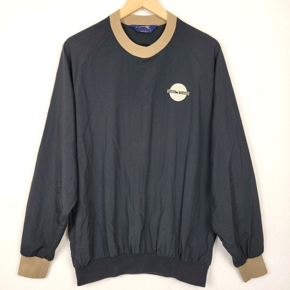 VTG Duckster Windbreaker Pullover Men's Size M Black Contrast Trim Gorpcore